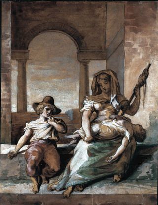 Pintura familia italiana Gericault interior nota