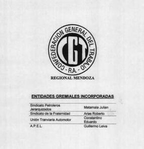 CGT Mendoza listado de gremios 2