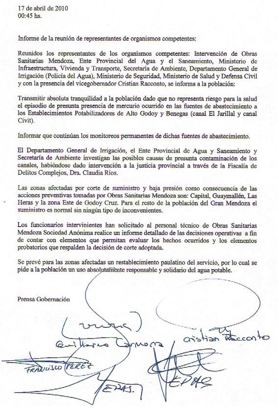Comunicado OSM contaminacion mercurio