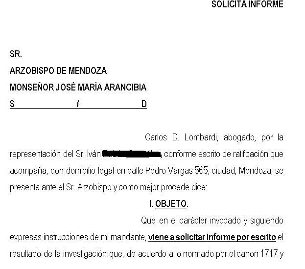 Carta arzobispo interior