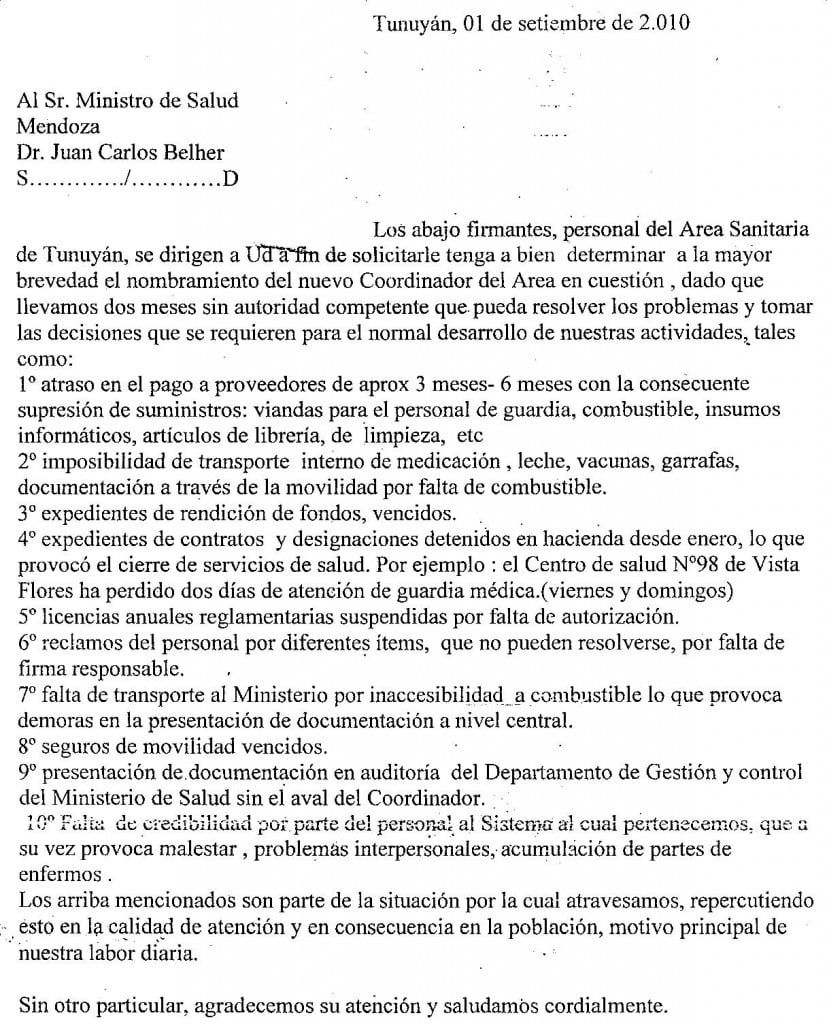 Area de salud 2 Tunuyán