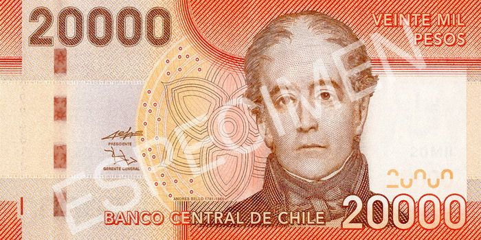 Billete chile anverso 20000