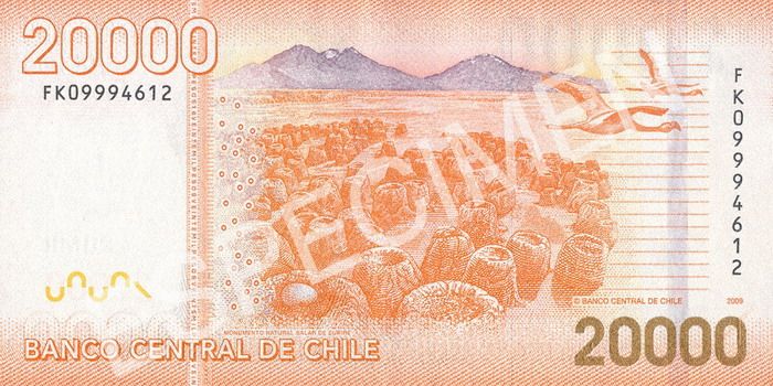 Billete chile Reverso 20000