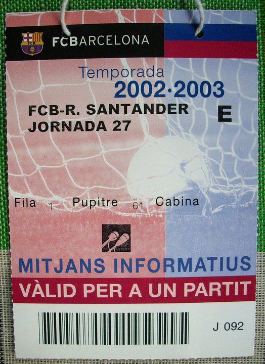 Acreditacion al partido barcça-racing de santander, en catalan