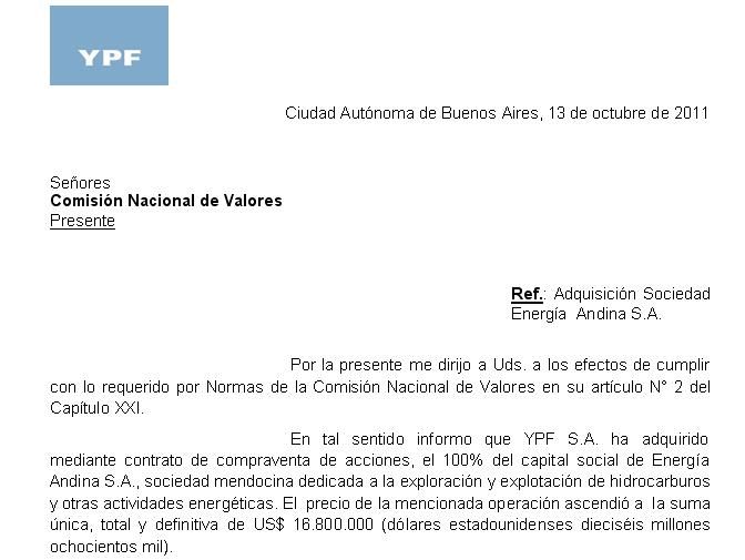 Comision de valores YPF