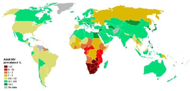 Mapa del SIDA en el mundo