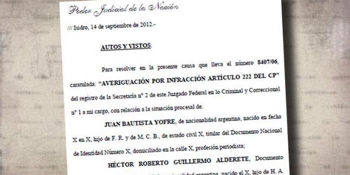 Procesan yofre pagni N