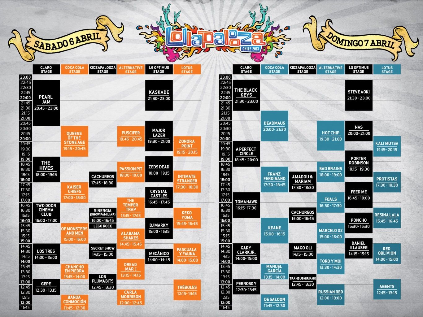 Lineup Horarios 2013 2 dias (OFICIAL)