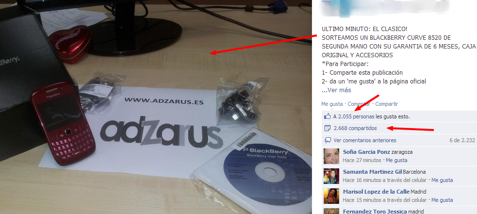 Sorteos Facebook Falsos