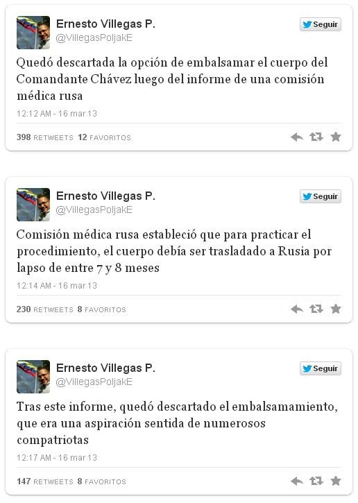 Chavez tuits embalsamamiento