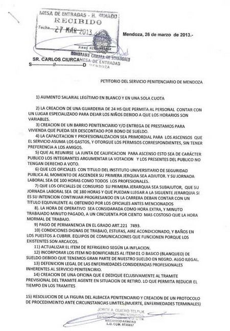 Petitorio penitenciarios