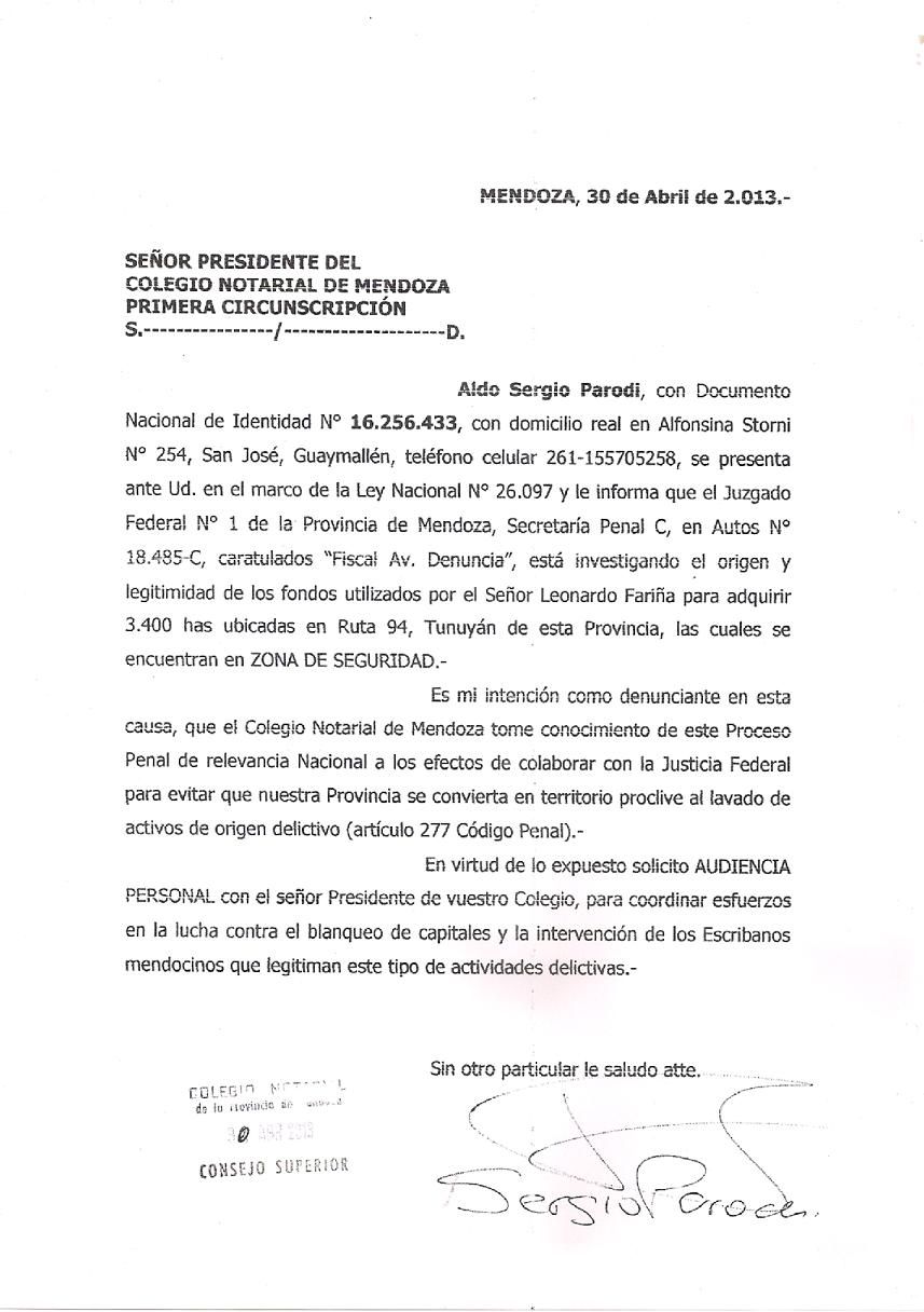 Denuncia contra Fariña