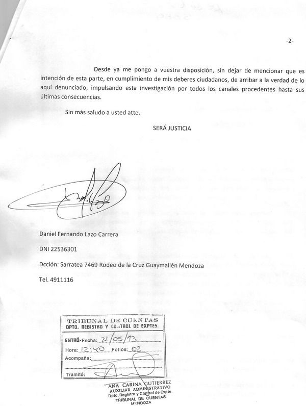 Denuncia a quintero Tribunal de Cuentas 2