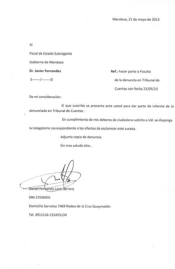 Denuncia a quintero Fiscalía de Estado