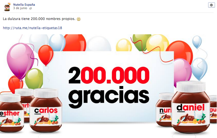 Agradece fans nutella