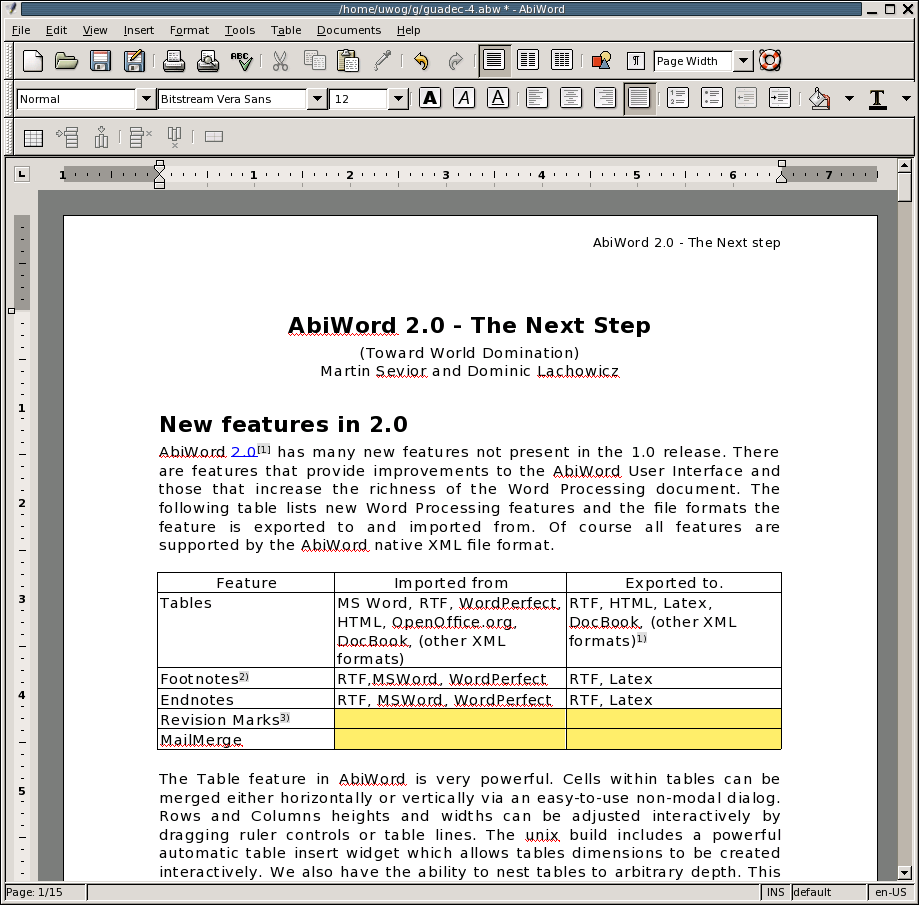 AbiWord 2.0-Gnome