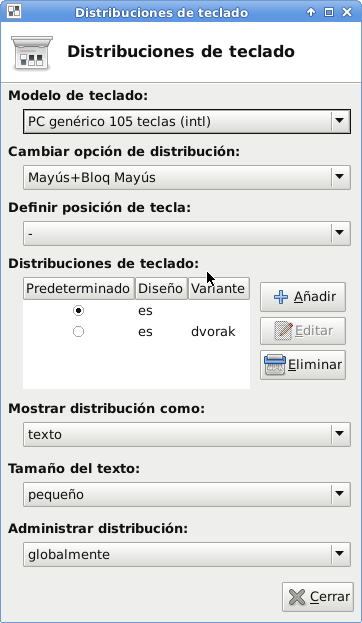 Configuracion teclado