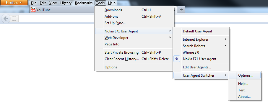 Firefox user-agent-switcher