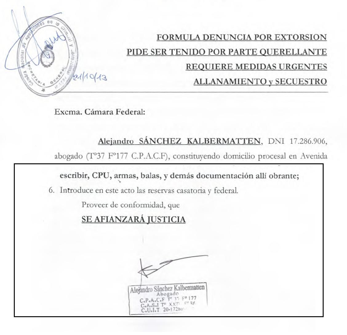 Denuncia contra Mariano Recalde