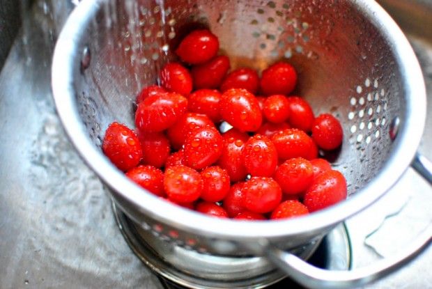 Tomates cherry lavados