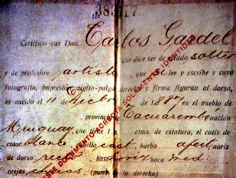 Gardel Uruguayo cédula 1