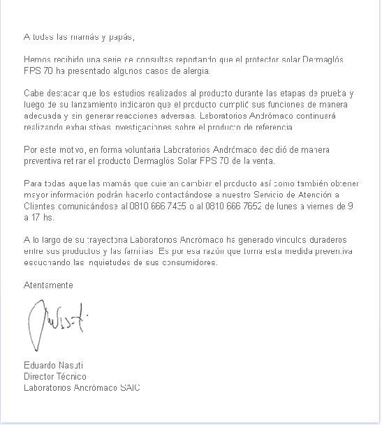 Comunicado Dermaglós