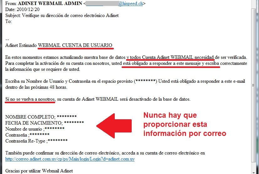Adinet correo-phishing