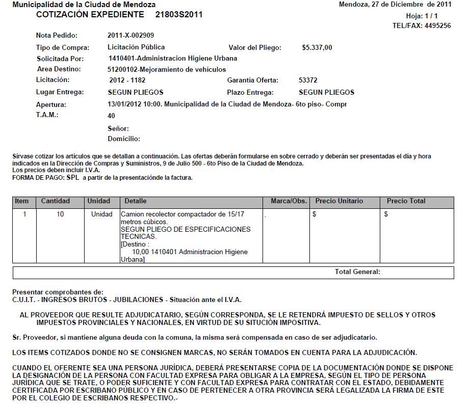 Licitacion Municipalidad