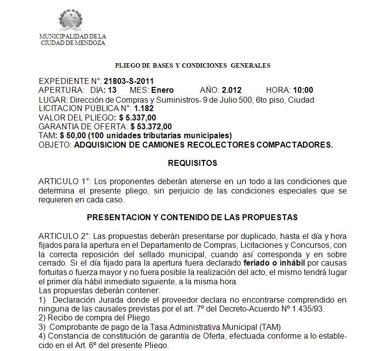 Licitacion Municipalidad