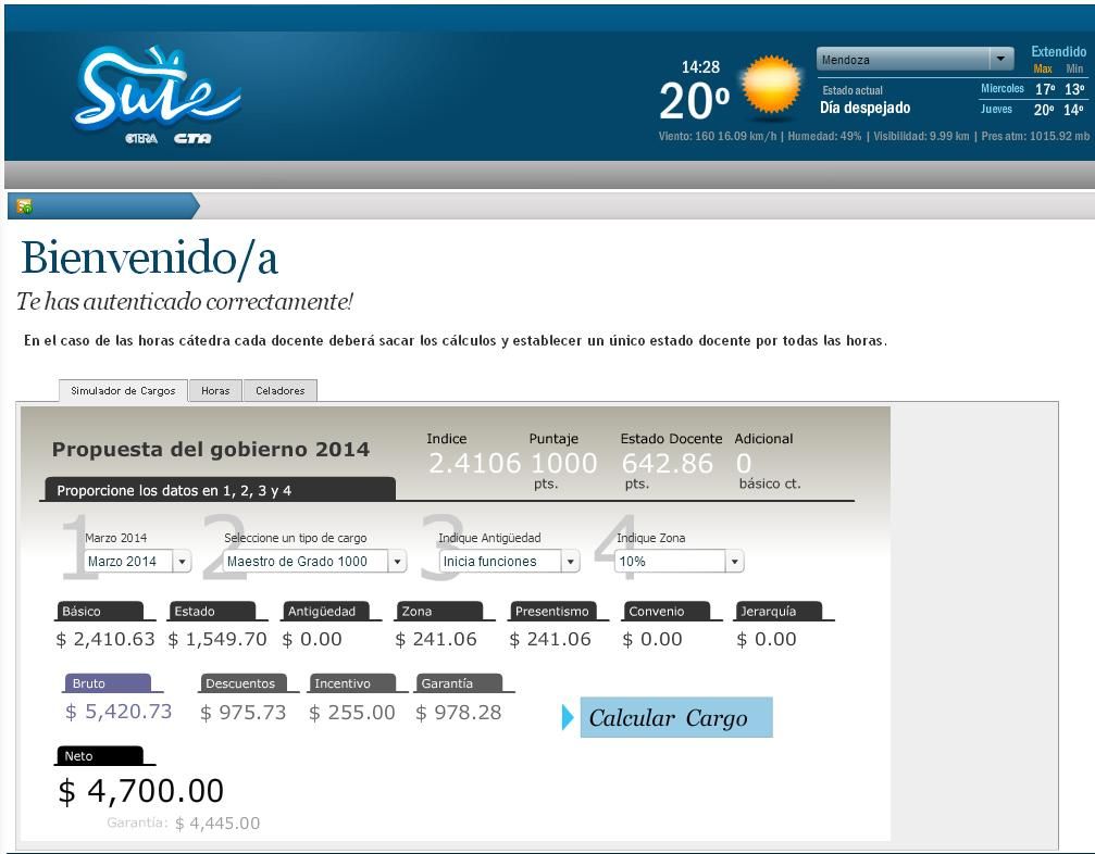 Propuesta salarial gobierno 2014 simulador SUTE