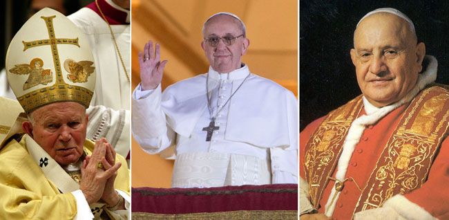 Papa francesco-wojtila-roncalli