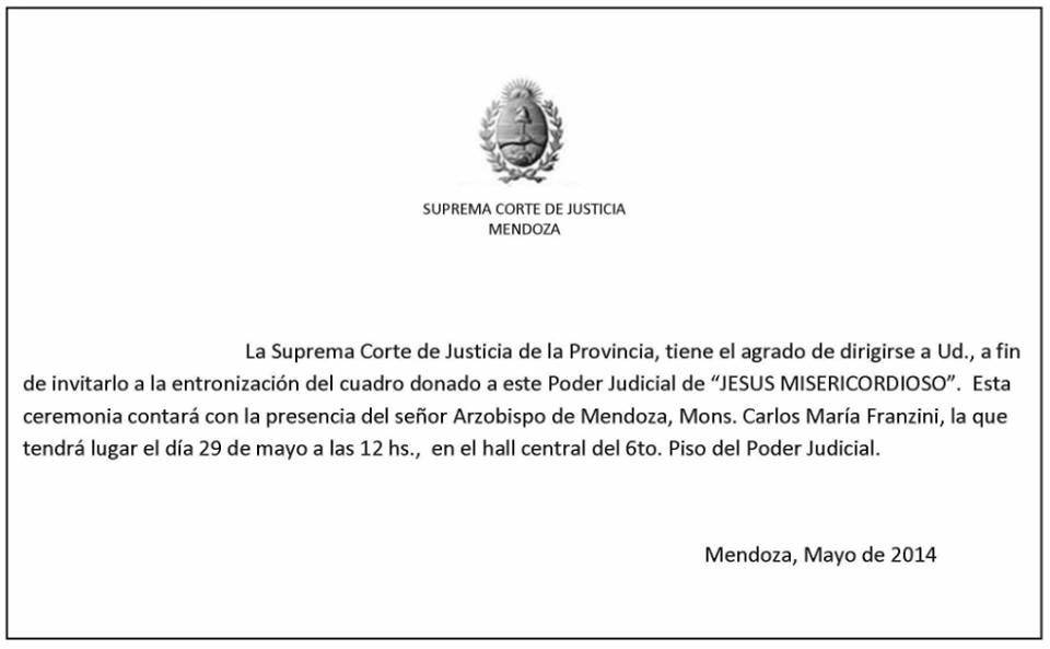 Invitación entronización Jesús