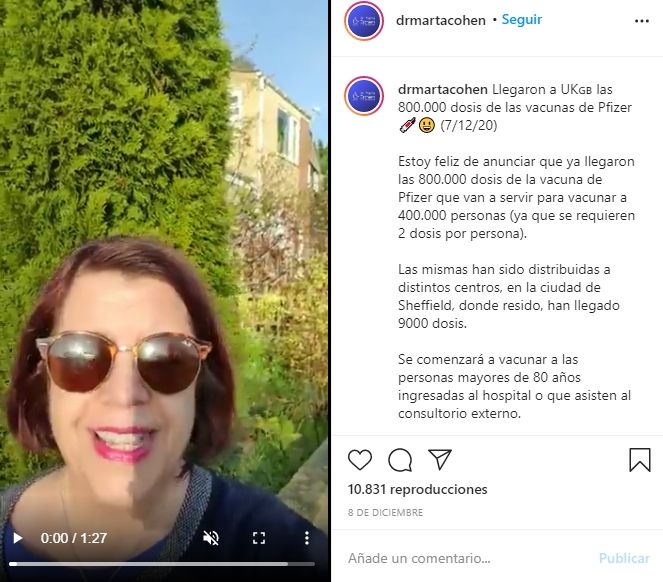 Fuente: Instagram Marta Cohen