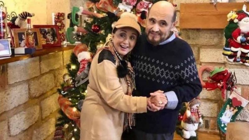 Beso entre La Chilindrina y el señor barriga