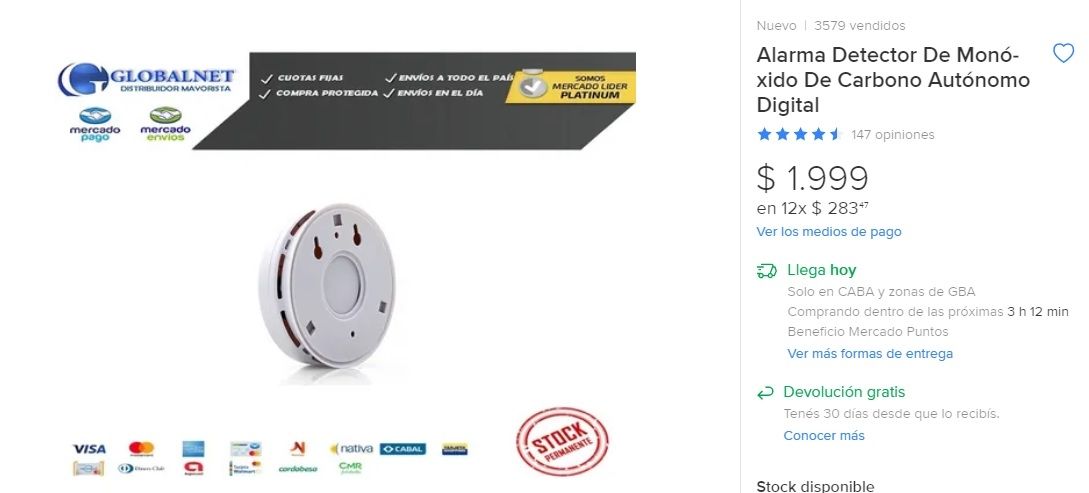 detectores de monóxido de carbono