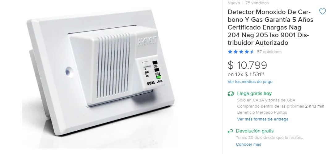 detectores de monóxido de carbono