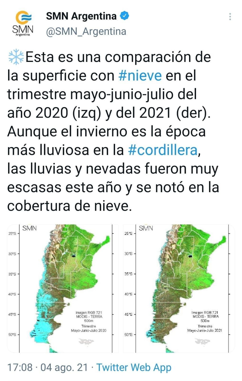 nieve nevadas Cordillera de Los Andes