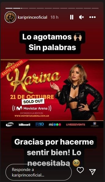 Karina agotó las entradas en el Movistar Arena.