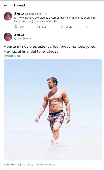 Jimena Barón en Twitter.