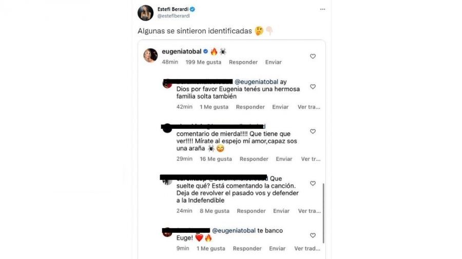 Los comentarios contra Eugenia Tobal.