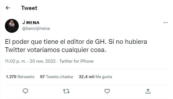 Tuit de Jimena Barón.