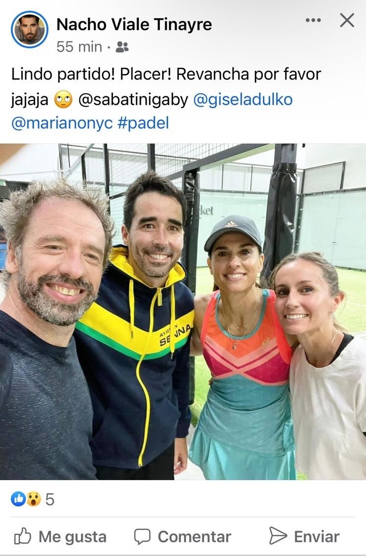 Gabriela Sabatini, tras jugar al padel con Nacho Viale y Gisela Dulko.