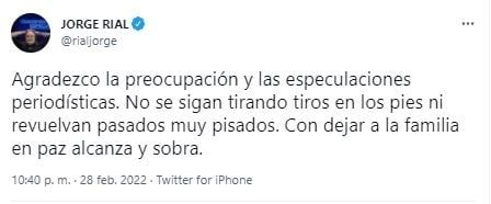 RIAL HABLO DE SU RELACION A SU MANERA.