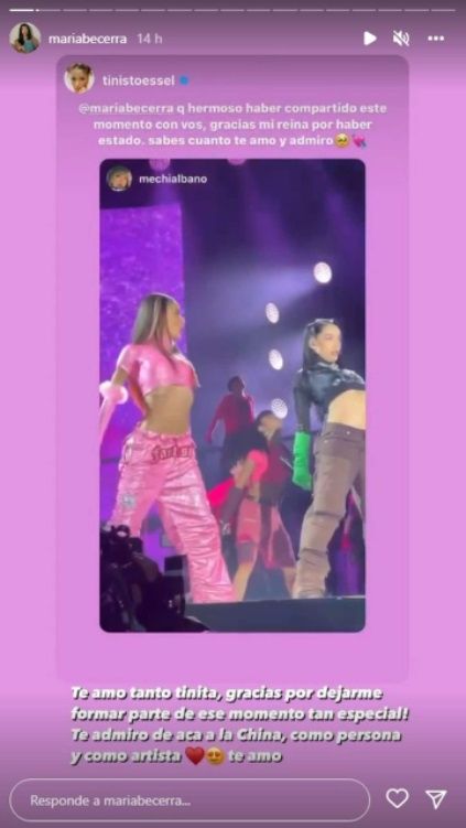 Storie de María Becerra y Tini Stoessel.