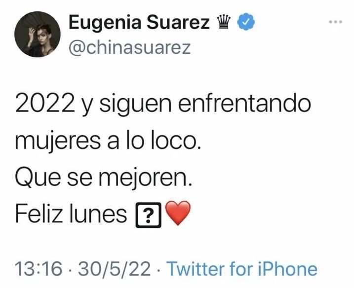 Tuit de La China Suárez.