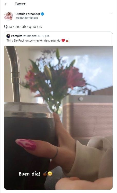 Tuit de Cinthia Fernández.