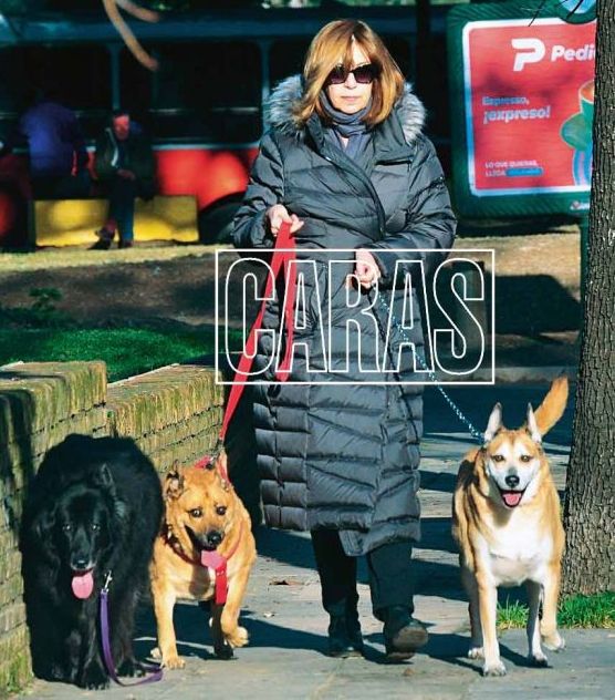 ANABELA JUNTO A SUS PERROS, EN UNA FOTO DE CARAS.