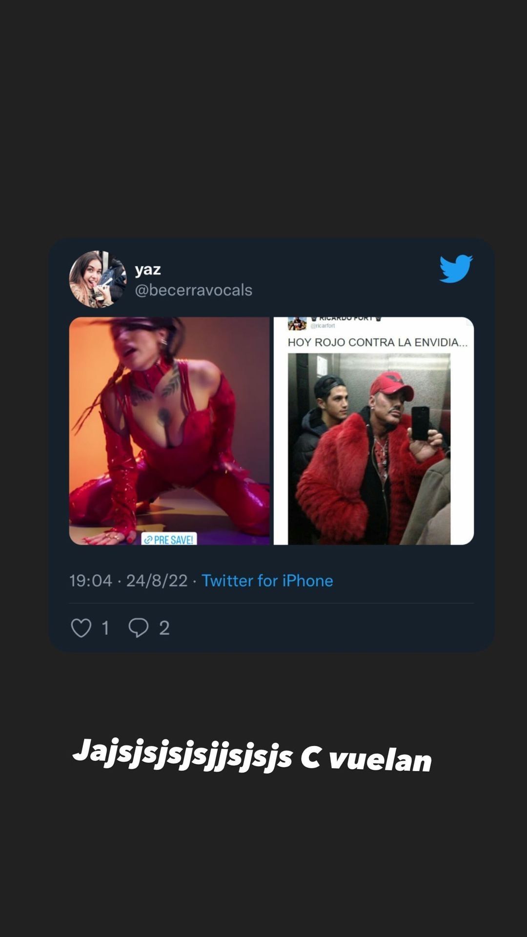 Maria Becerra. Captura de pantalla de su historia de instagram