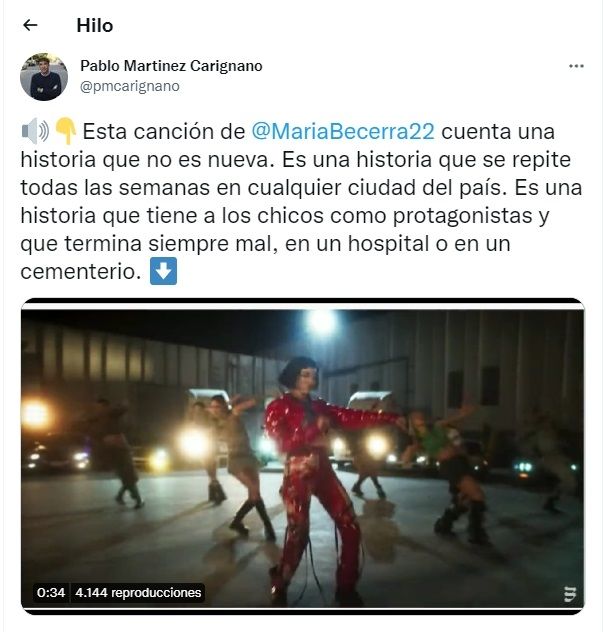 Tui Pablo Martínez Carignano para María Becerra.