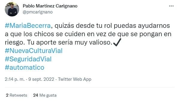 Tui Pablo Martínez Carignano para María Becerra.